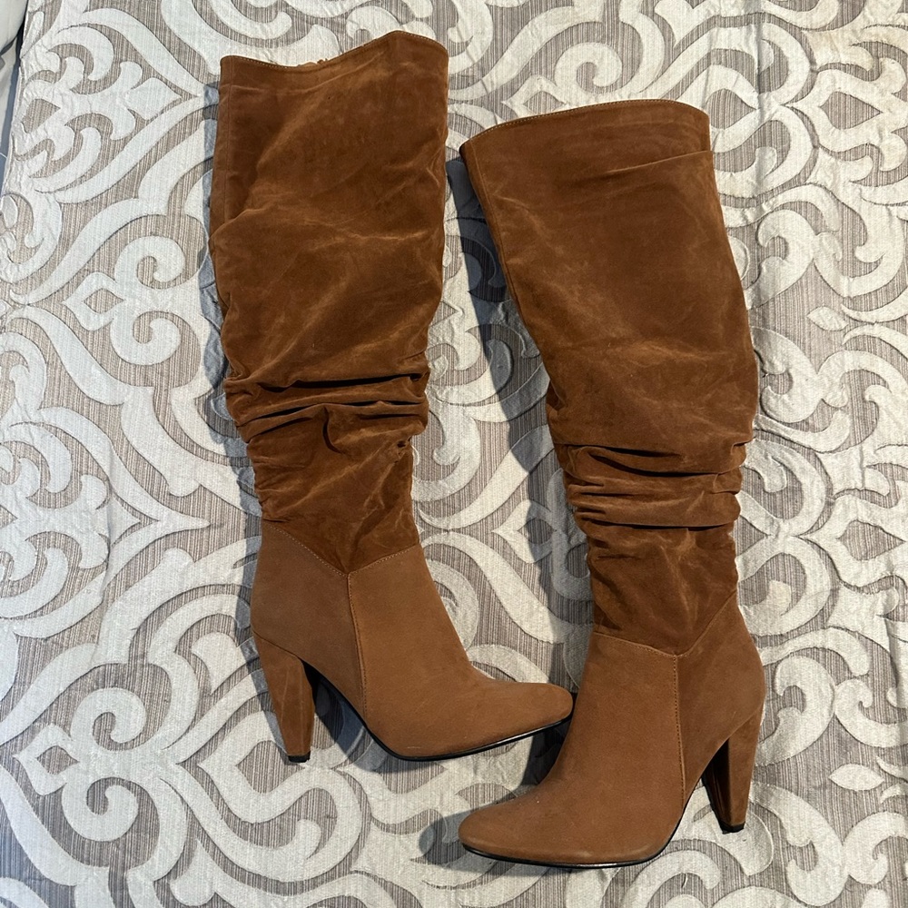 Camel colored over the knee boots